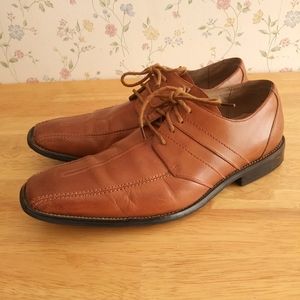 Stacy Adams Mens Leather Dress Shoes Tan Lace Up Square Toe Size 10